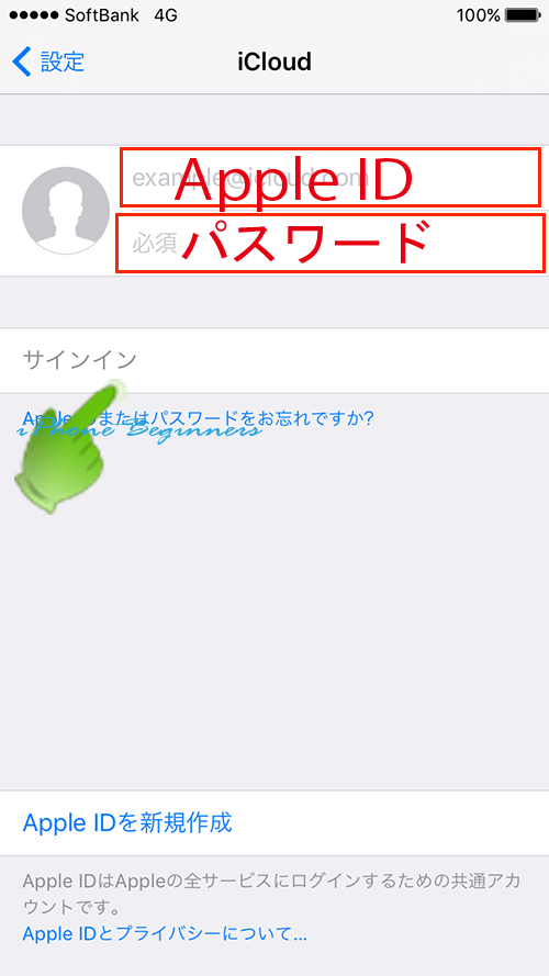 iCloudサインイン画面