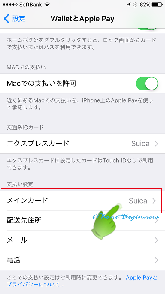 設定アプリ_WalletとApplePay_メインカード項目