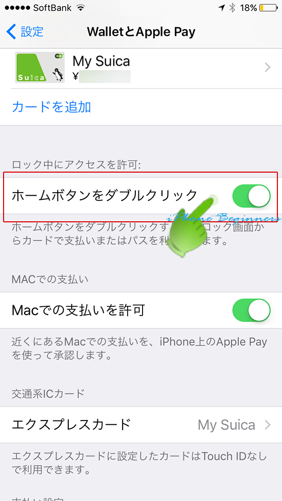 ApplePay_ロック中アクセス設定画面