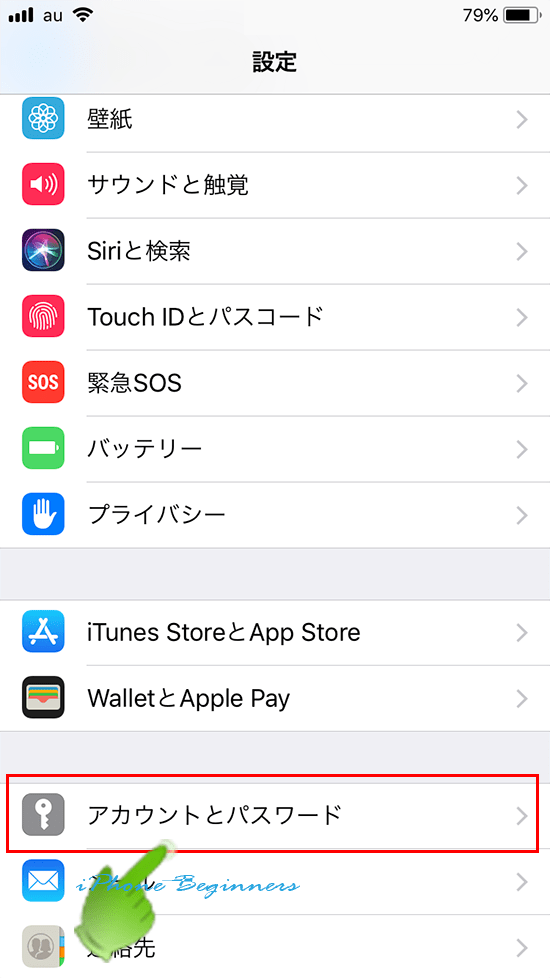 設定アプリ_iOS11_アカウントとパスワード