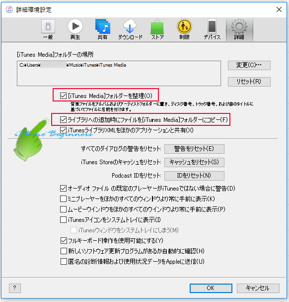 windows_iTunes_詳細環境設定_iTunesMediaフォルダを整理とコピー