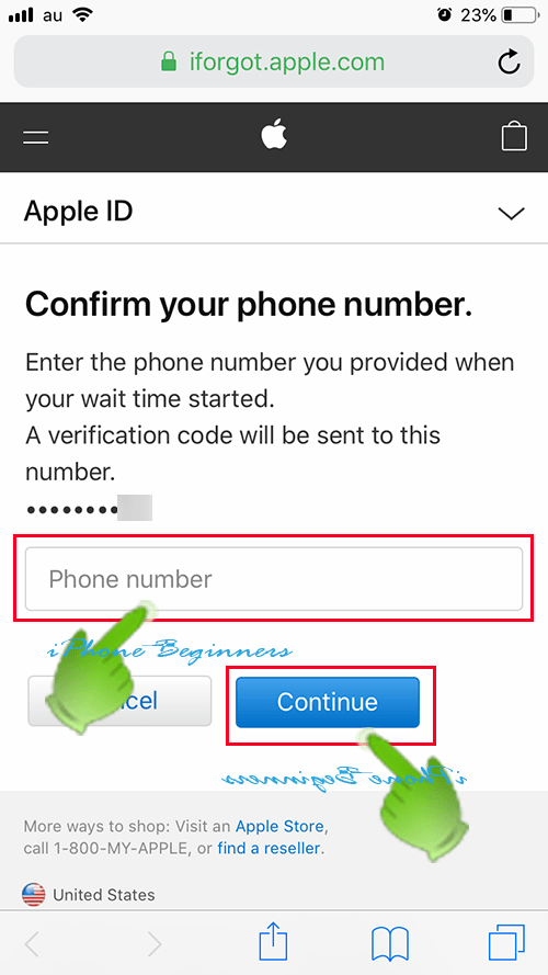 AppleID復旧_復旧用電話番号確認画面