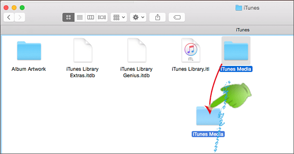 iTunes_ライブラリを整理_iTunesライブラリフォルダーをドラッグアンドドロップ