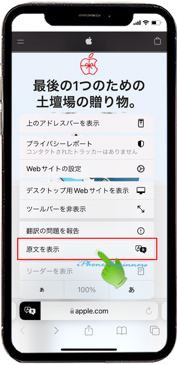 Safari日本語翻訳後Webページ_原文を表示
